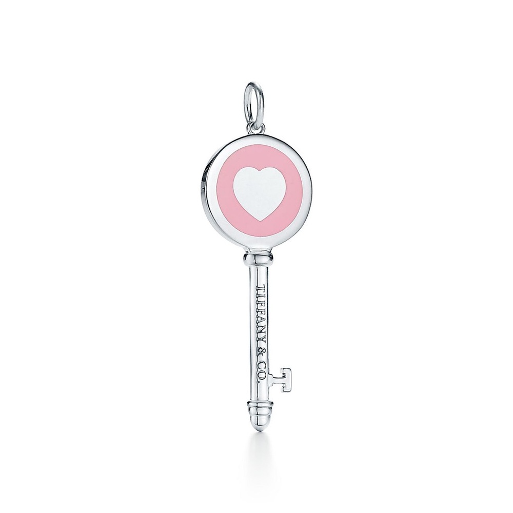 Tiffany & Co. Silver and Pink Heart Key Pendant